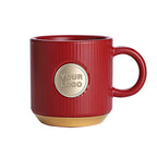 Custom Logo Ribbed Ceramic Mug - Premium Textured Coffee Cup