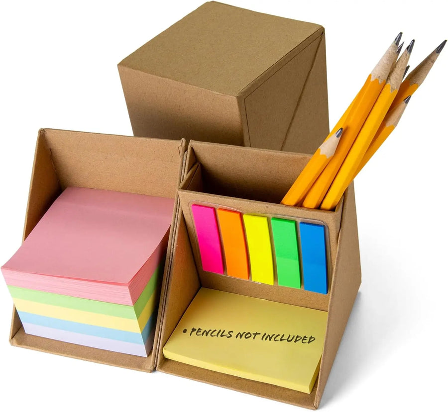 Custom Kraft Paper Desk Organizer | Eco-Friendly | Sticky Note Holder | 500pc MOQ