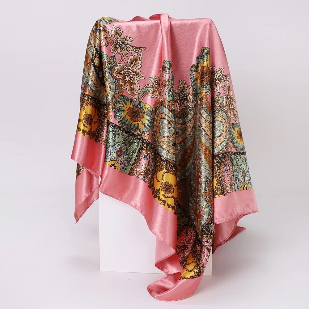 Custom Printed 90cm Square Scarf | 10 Pcs MOQ Wholesale Silk/Polyester Shawl