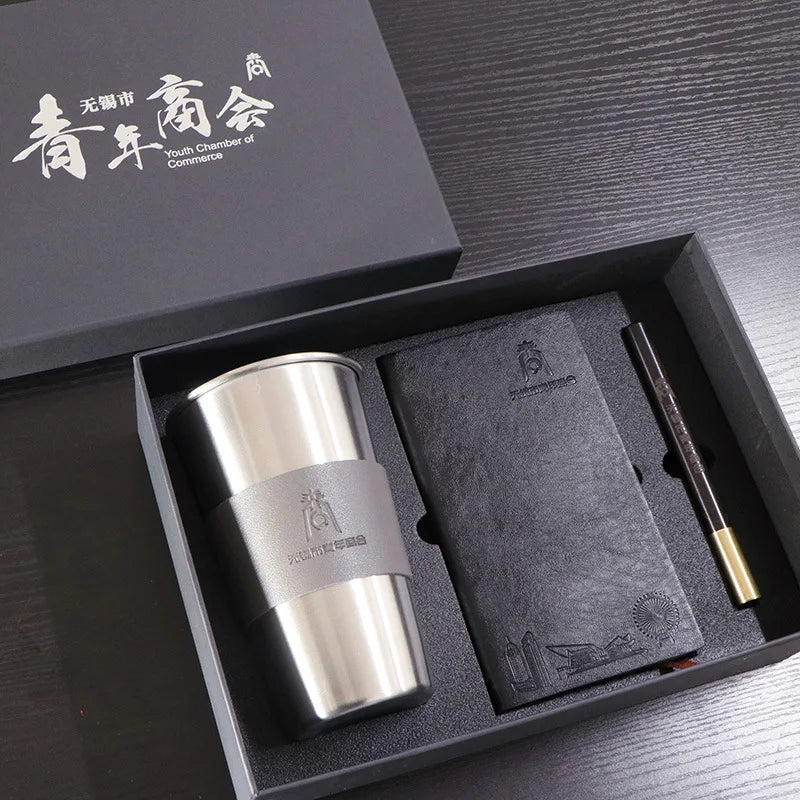 Custom Leather Notebook Gift Set with Logo | MOQ 500