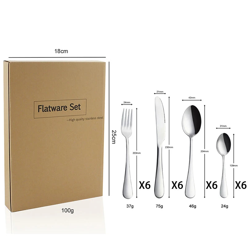 24-Piece Gold Flatware Set | PVD Coating | EU/FDA Certified | 100 MOQ
