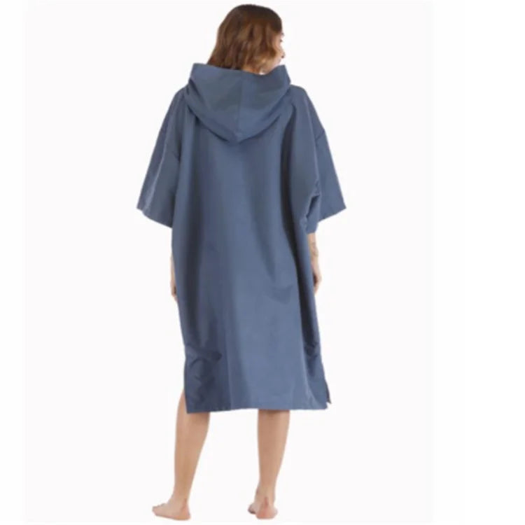 Custom Logo Microfiber Suede Beach Poncho Towel | Quick-Dry Hooded Robe | Low MOQ 200 Units