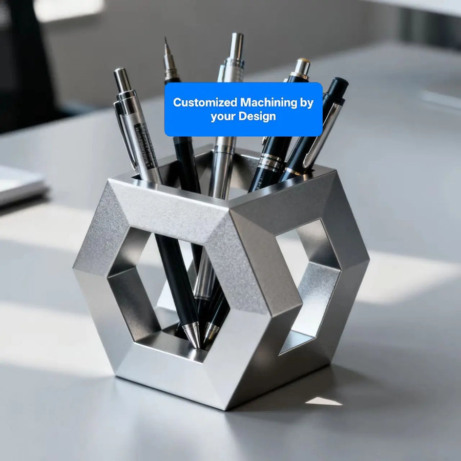Custom CNC Metal Pen Holder +/-0.001mm | Aluminum Desk Organizer | Bulk
