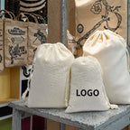 Custom Cotton Muslin Pouches with Logo | MOQ 1,000 | Hot Stamping