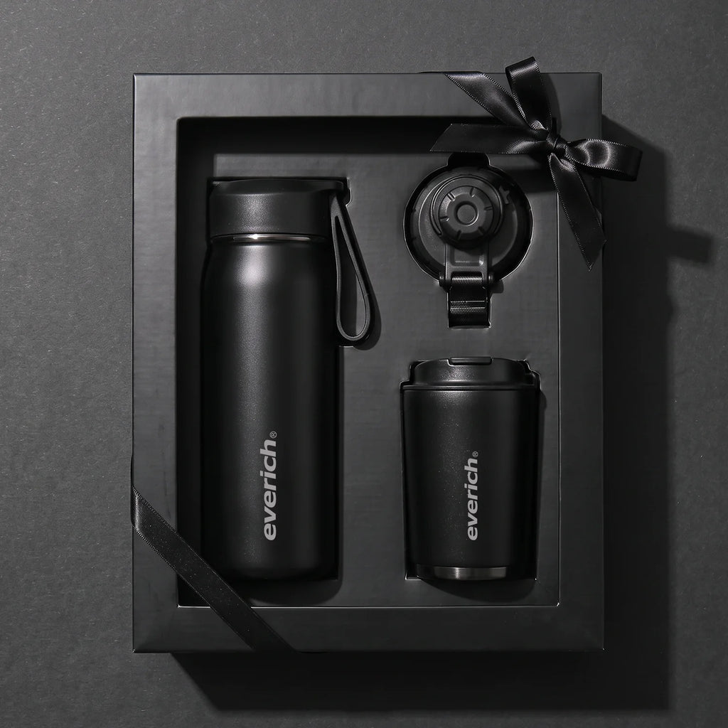 Insulated Water Bottle Set with Logo | 18/8 Steel | 12-24 Hour Insulation