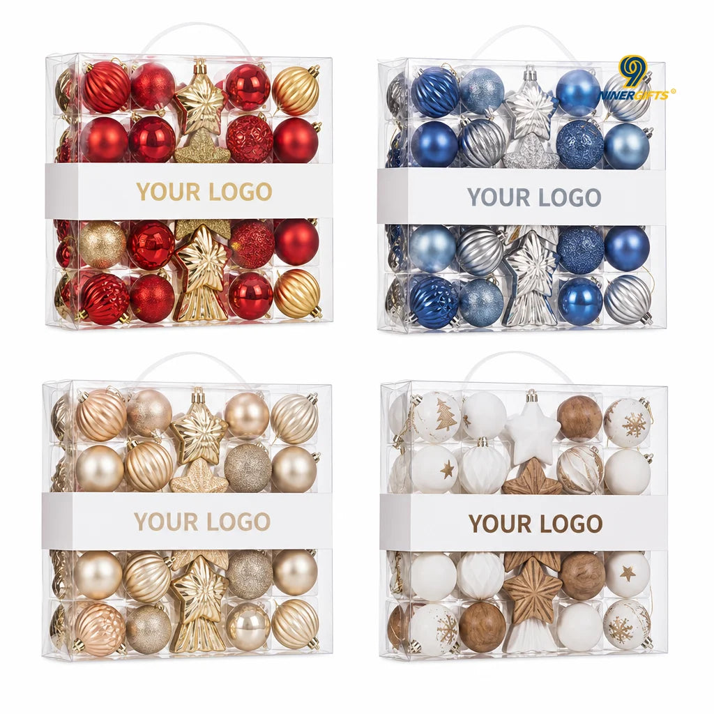 Custom 70-Piece Christmas Ornament Ball Sets with Logo | MOQ 100