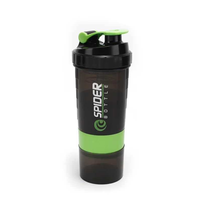 Protein Shaker Bottle with Mixing Ball and Storage Compartments for Gym and Supplements