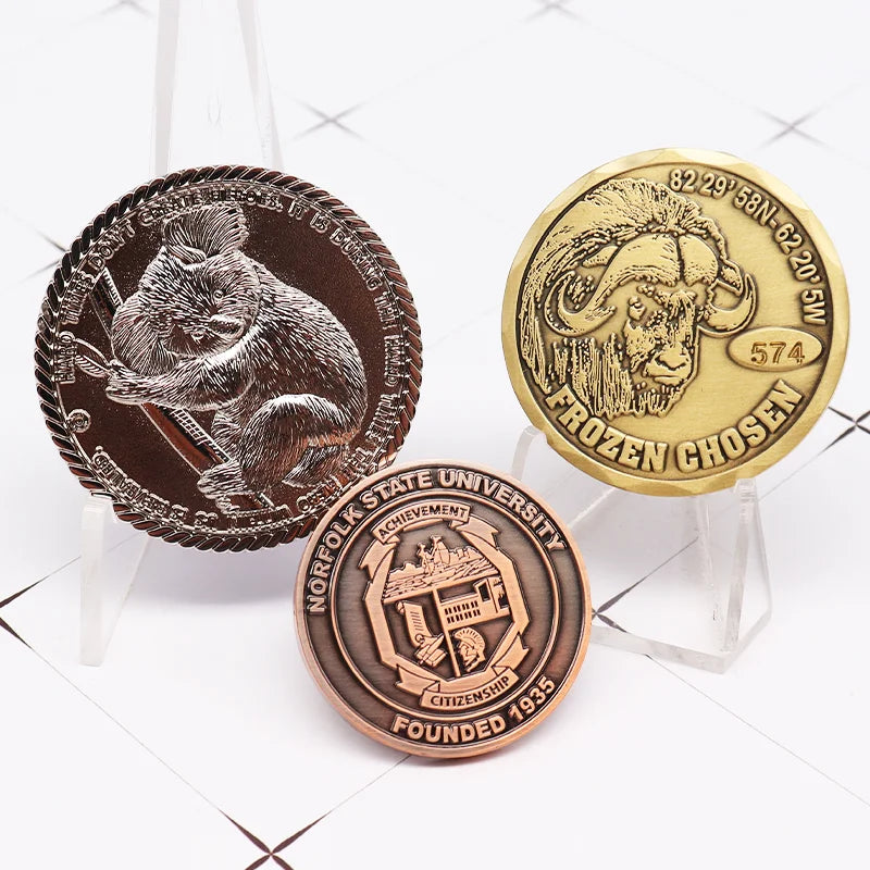 Custom Metal Challenge Coin with 3D Antique Gold | MOQ 10