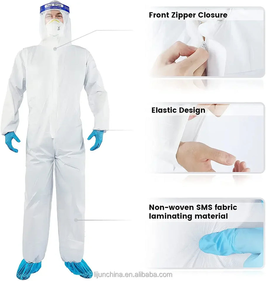 Type 5/6 Disposable Coveralls | CE Certified | 10,000 MOQ | 50-55 GSM