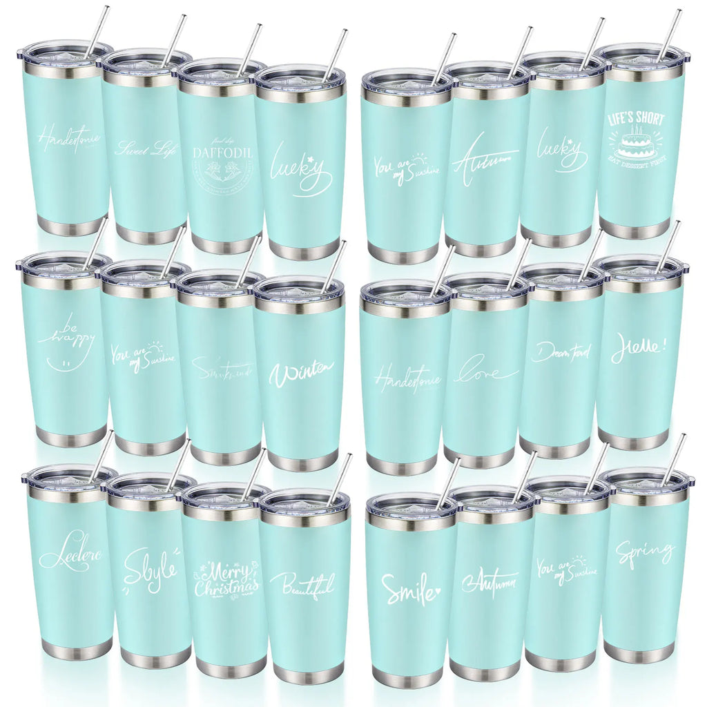20oz Powder Coated Stainless Steel Tumbler with Lid and Straw Hole for Coffee, Travel and Laser Engraving
