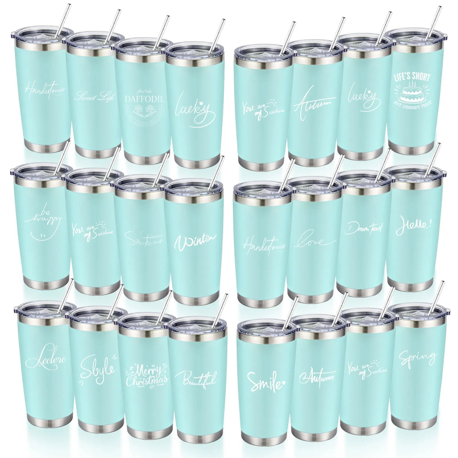 20oz Powder Coated Stainless Steel Tumbler with Lid and Straw Hole for Coffee, Travel and Laser Engraving