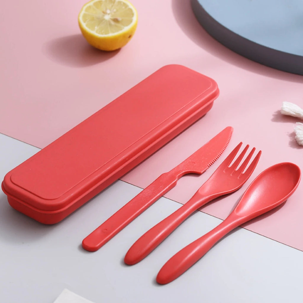 Custom Wheat Straw Travel Utensil Set with Case for Office Lunch, School Meals & Everyday Carry