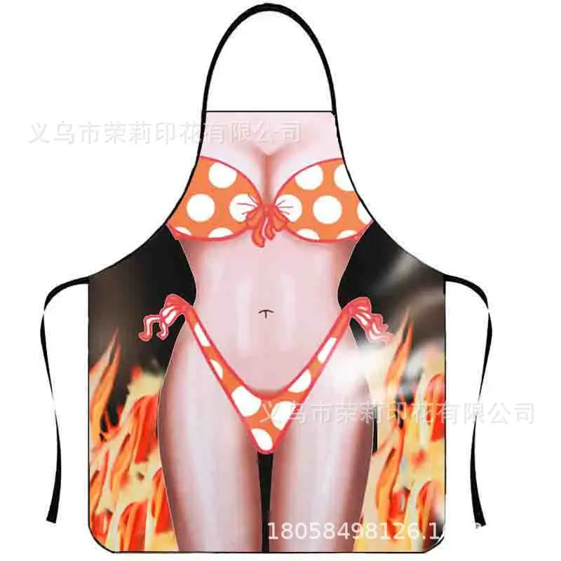 Waterproof Polyester Apron | 3D Printed Cartoon Barbecue Apron