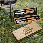Custom Engraved Bamboo BBQ Set | 200 MOQ | 25-Day Lead Time