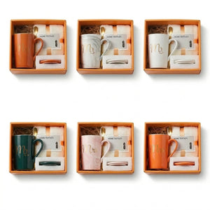 Custom Logo Ceramic Mug Gift Set with Lid & Towel | MOQ 50