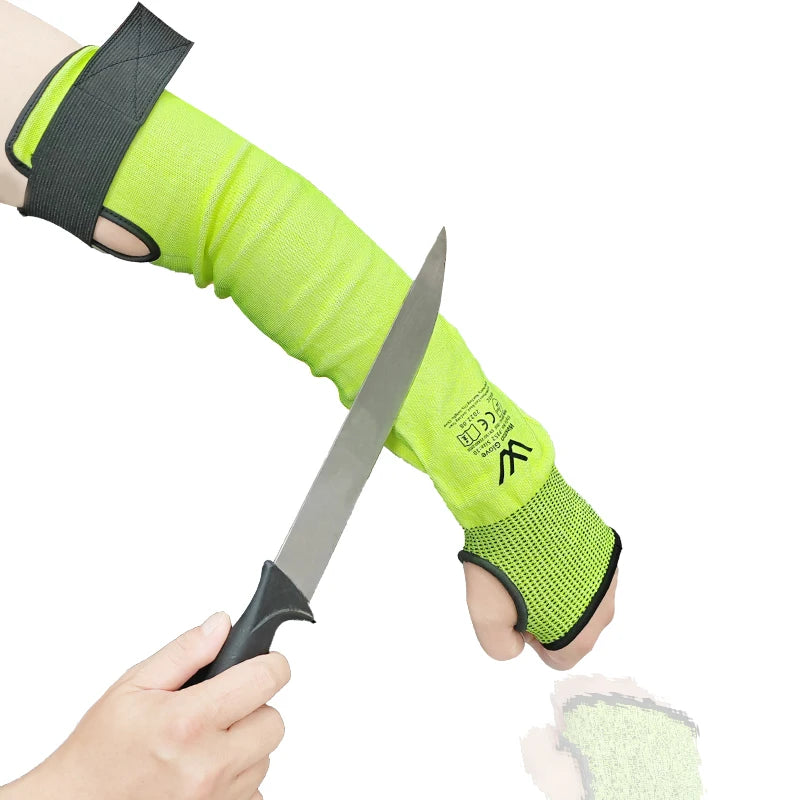ANSI A5 Cut-Resistant Sleeves: 100 MOQ, 5mm, HPPE/Glass/Steel | Industrial Safety PPE