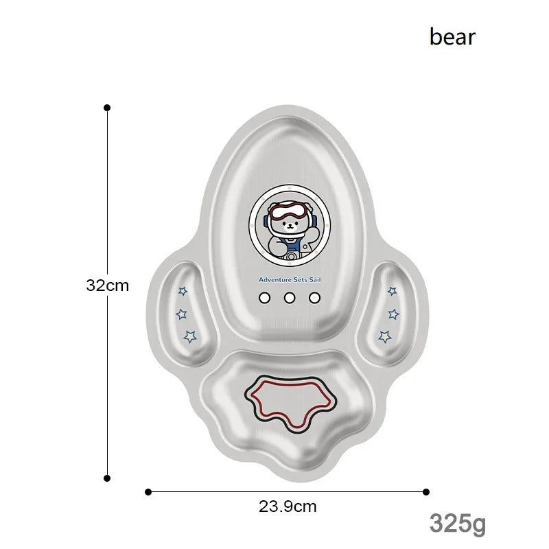 304 Stainless Steel Kids Divided Plate | 20x15cm | Dishwasher Safe | Custom
