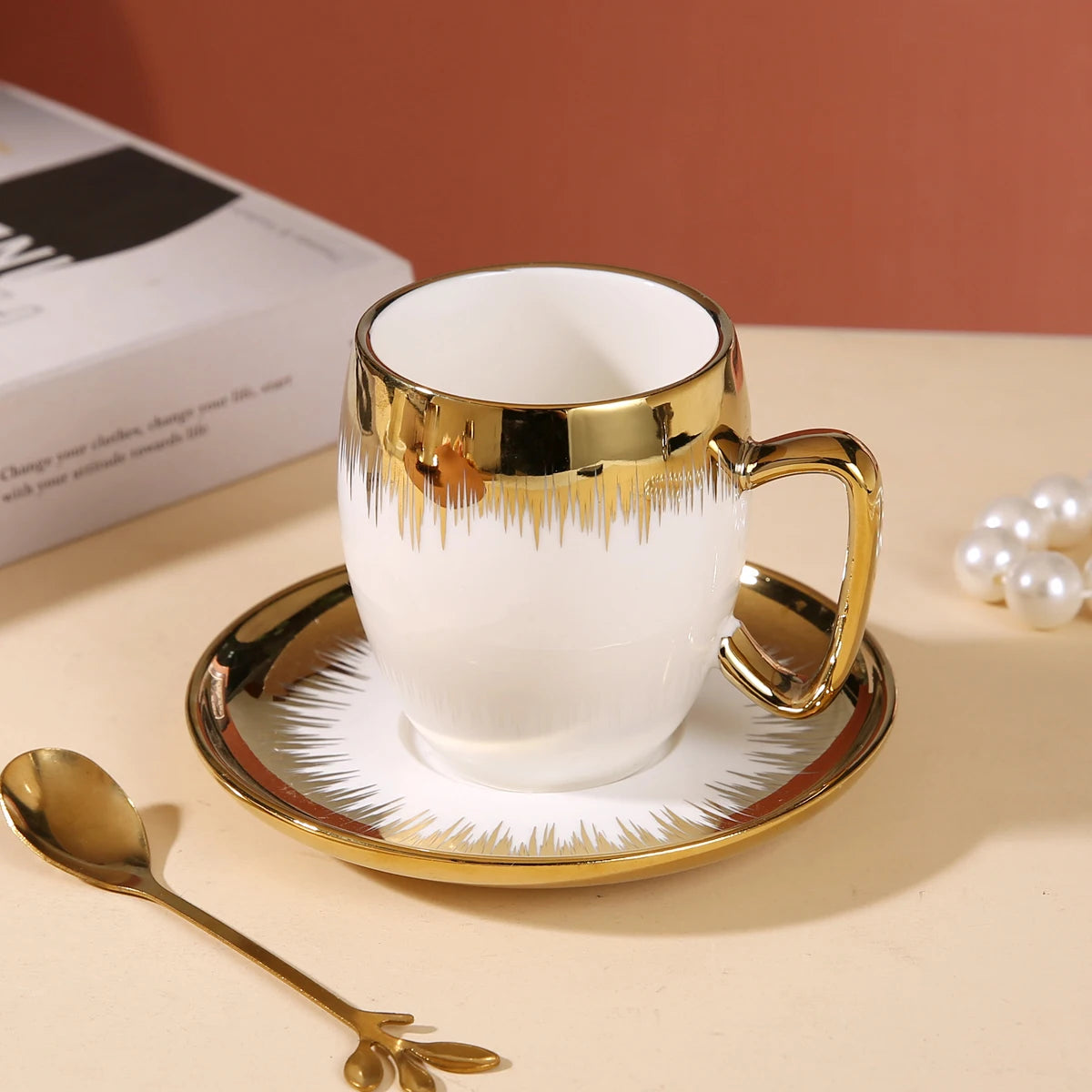 Porcelain Gold-Plated Coffee Mug Set | Custom Corporate Gifts