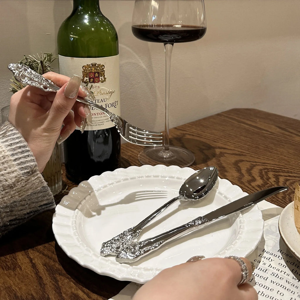 304 Stainless Flatware Sets | Carved European Design