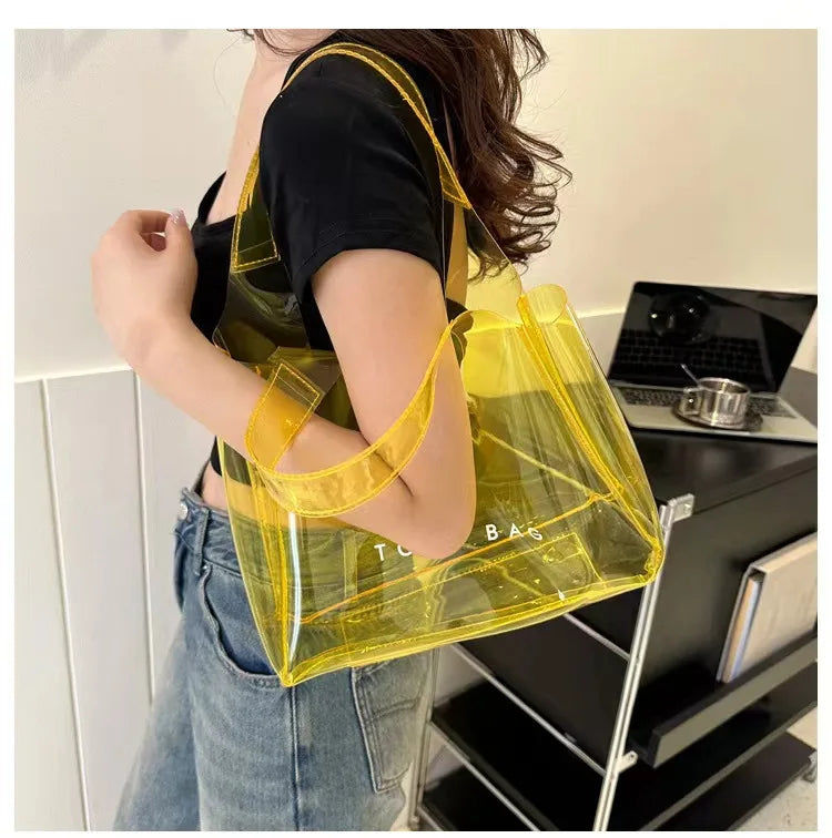 Custom Transparent PVC Tote Bags with Logo | MOQ 100 Pieces