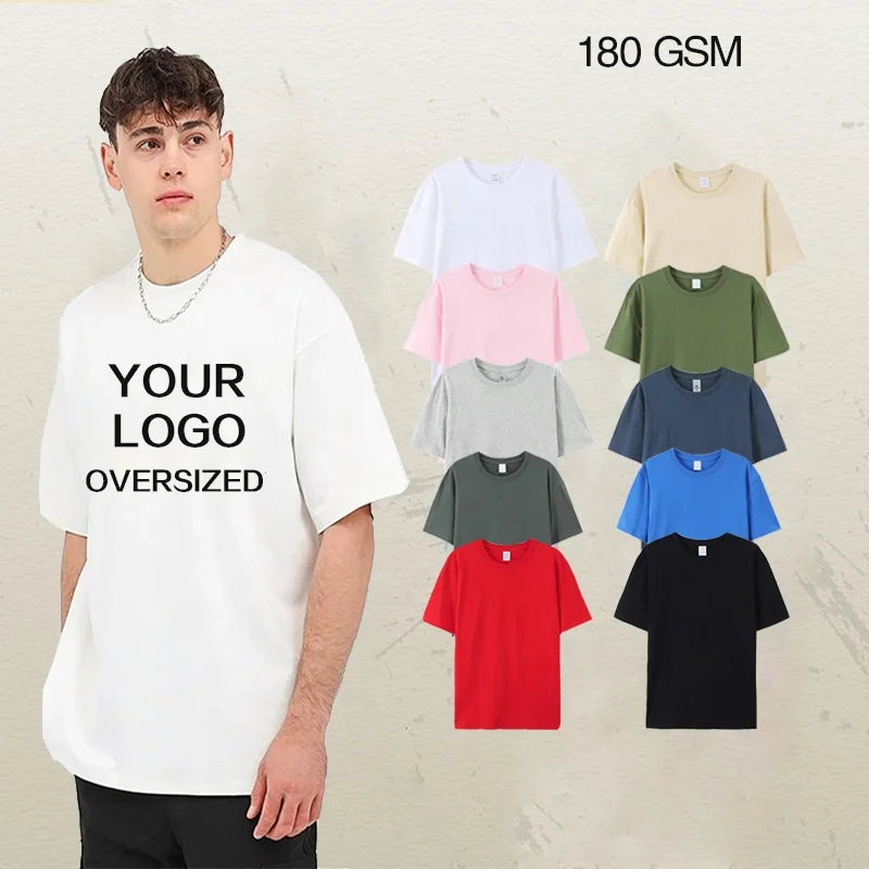 Men’s Oversized Cotton T-Shirts (180 GSM, Custom Logo Ready)