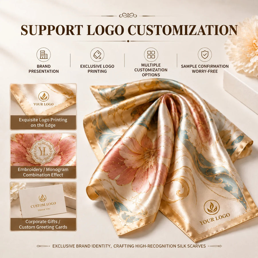 Private Label 18 Momme Mulberry Silk Scarves | Custom Woven Labels & Luxury Packaging | 100-Piece MOQ