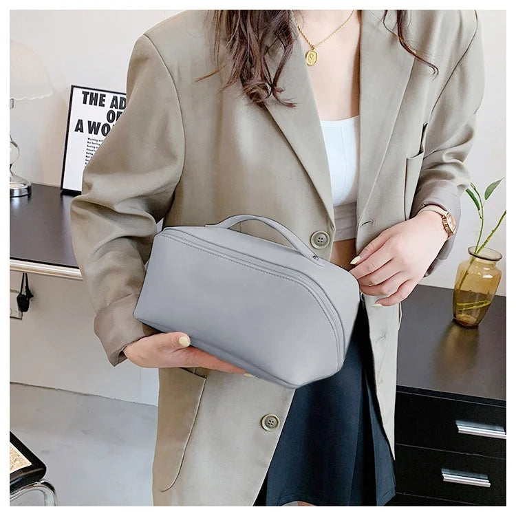 Custom PVC Leather Cosmetic Bag with Logo | Waterproof Zip Lock Organizer Bulk Order