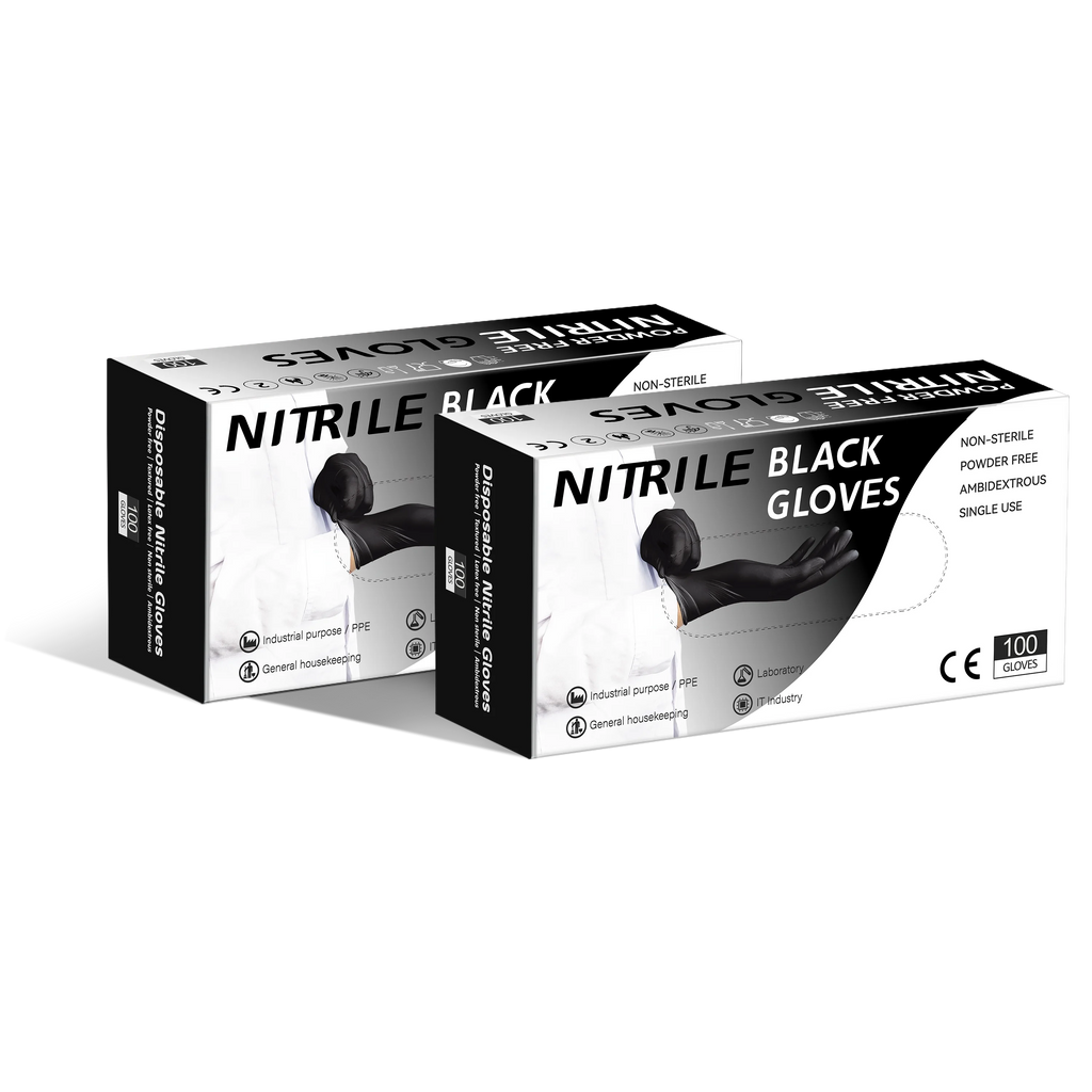 Food Grade Black Nitrile Disposable Gloves | 100 Boxes MOQ | Waterproof Oil Resistant Kitchen Gloves