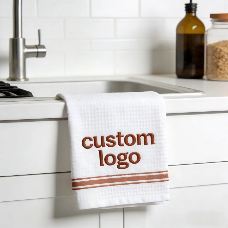 Custom Cotton Kitchen Tea Towels with Logo Wholesale | MOQ 1000