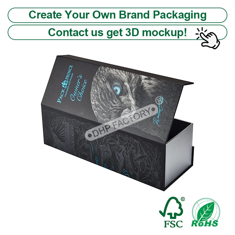 Custom Rigid Magnetic Box with Matte Black Finish | Luxury Packaging OEM Wholesale