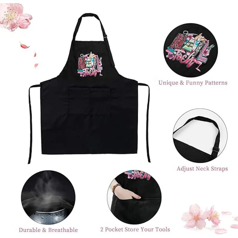 Custom Waterproof Poly-Cotton Restaurant Apron with 3 Pockets and Adjustable Neck Strap