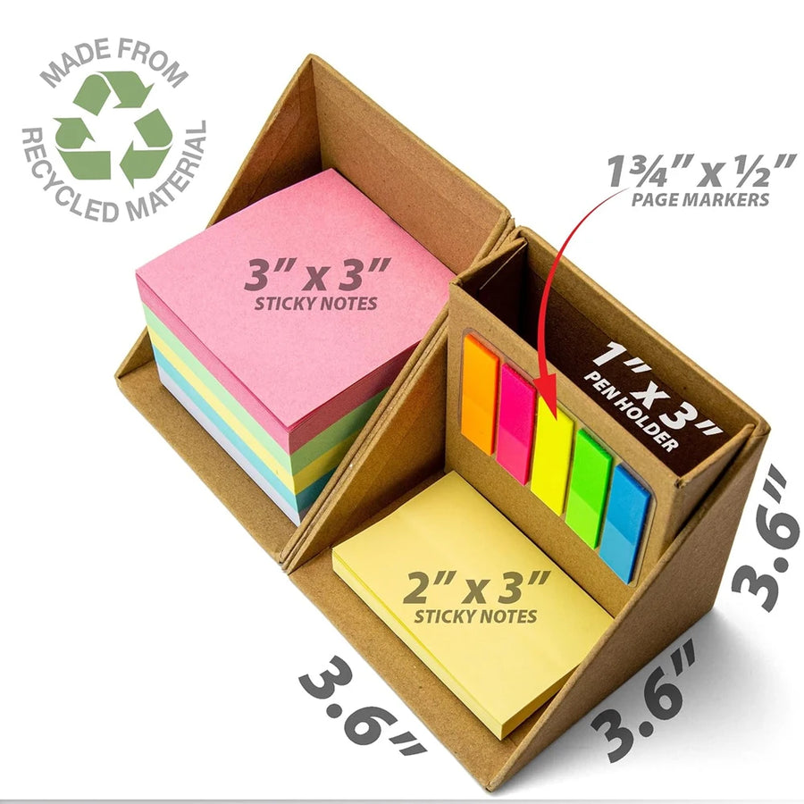 Custom Kraft Paper Desk Organizer | Eco-Friendly | Sticky Note Holder | 500pc MOQ