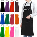 Custom Logo Unisex Bib Aprons with 2 Pockets for Cooking Kitchen Advertising Adjustable Waterproof Extra Large Long Ties Apron