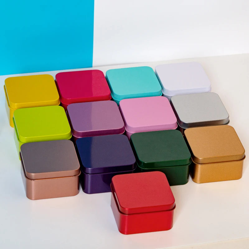 Mini Square Gold Tinplate Metal Box | Embossed Design | Custom Packaging | 100 MOQ