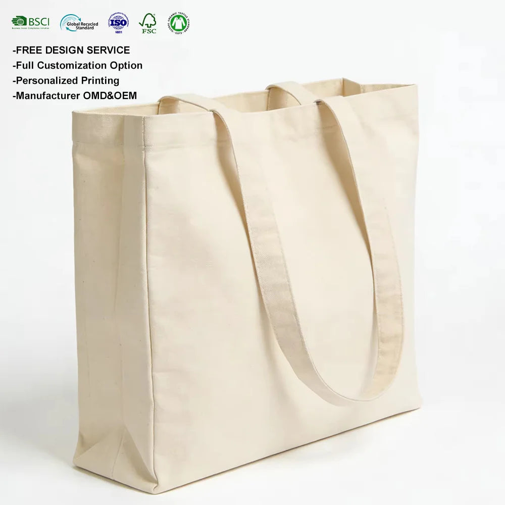Custom Cotton Canvas Tote Bags with Logo | 50 MOQ | 8-16oz Options