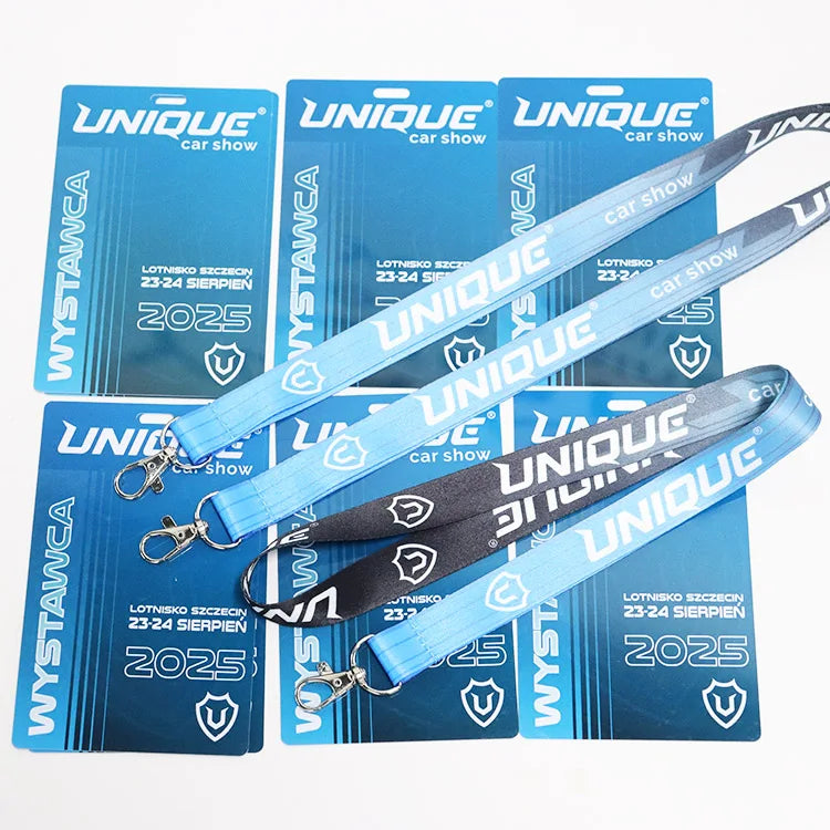 Custom Lanyard & Hard Plastic ID Card Set: PMS Color, Breakaway Clip, Thermal Transfer for Events