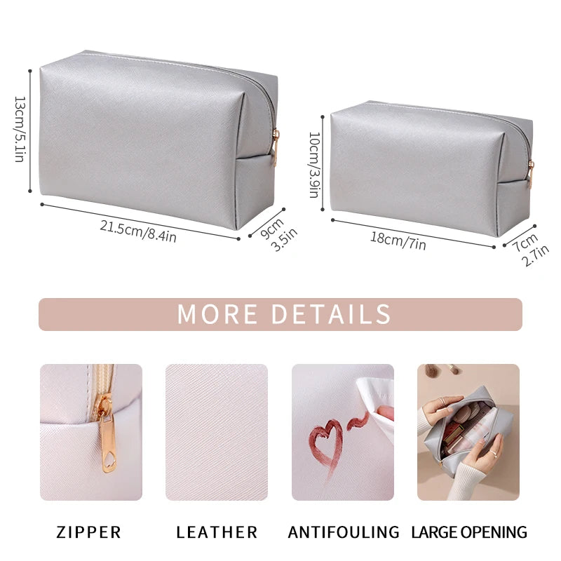Custom logo Minimalist PU Makeup Pouch for Travel and Daily Toiletry Storage