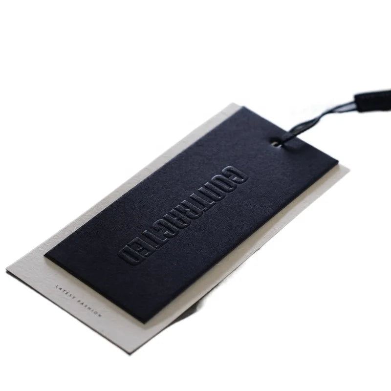 Custom Embossed Clothing Hang Tags with String for Apparel Branding