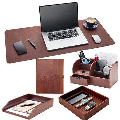 Custom Leather Desk Organizer | Embossed Logo | 100pc MOQ | Premium