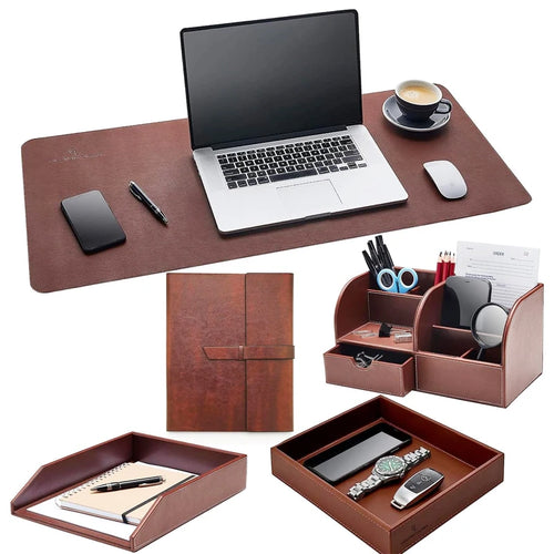 Custom Leather Desk Organizer | Embossed Logo | 100pc MOQ | Premium