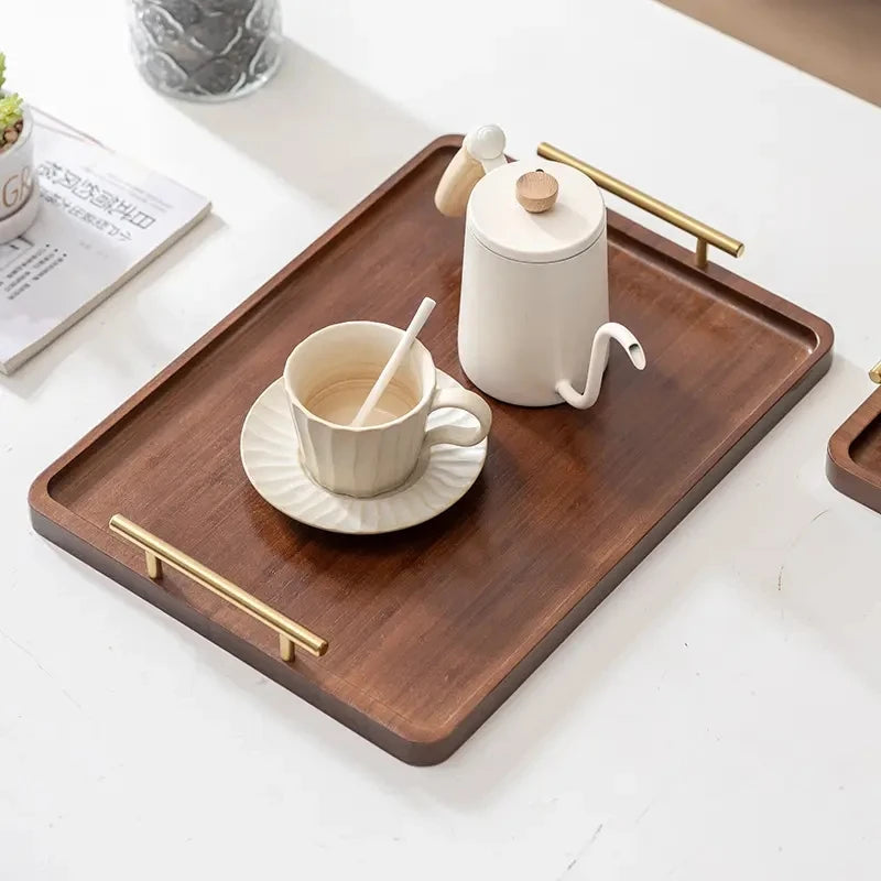 Custom Wooden Serving Trays with Stainless Steel Handle – 100 MOQ