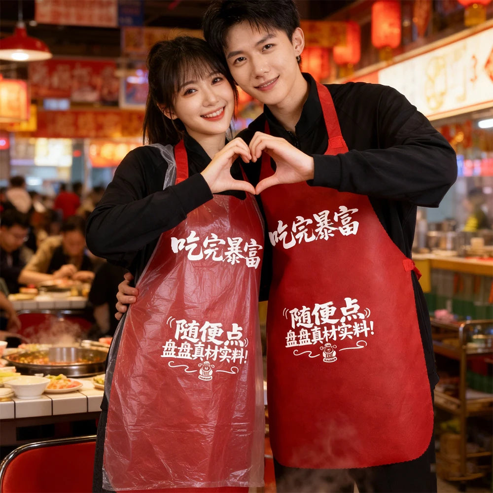 Custom Non-Woven Disposable Aprons with CMYK Logo Printing | 1,000 MOQ for Food Service Branding