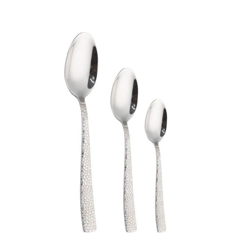 Hammer Pattern Tableware Set | 6-Piece Stainless Steel | Hotel MOQ 50