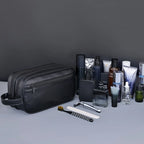 Custom PU Leather Dopp Kit Bag with Logo for Men | Bulk Corporate Travel Toiletry Bags