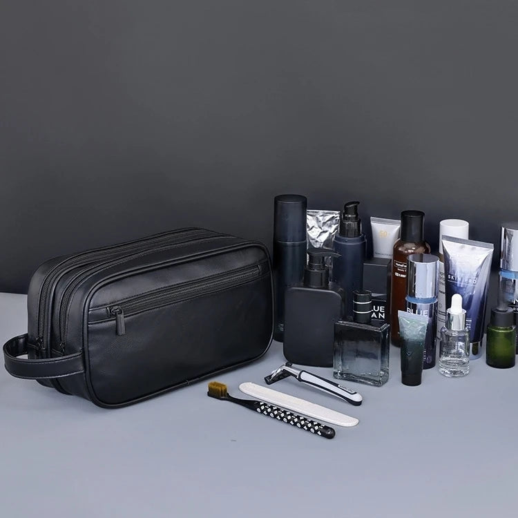Custom PU Leather Dopp Kit Bag with Logo for Men | Bulk Corporate Travel Toiletry Bags