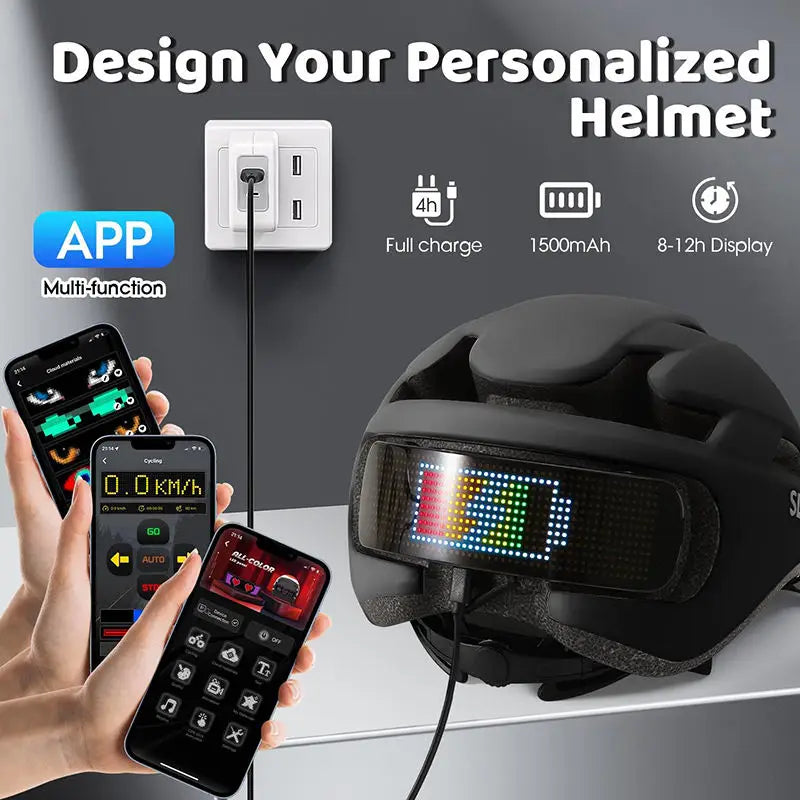 LED Screen Bicycle Helmets with Logo | Adult Cycling Road Bike