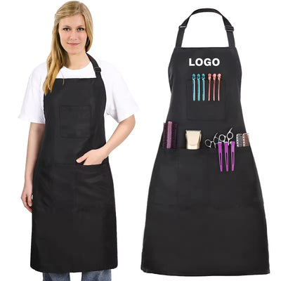 Custom Black Work Apron with Pockets for Baristas, Hair Stylists, Salons, Kitchens, and Creative Studios