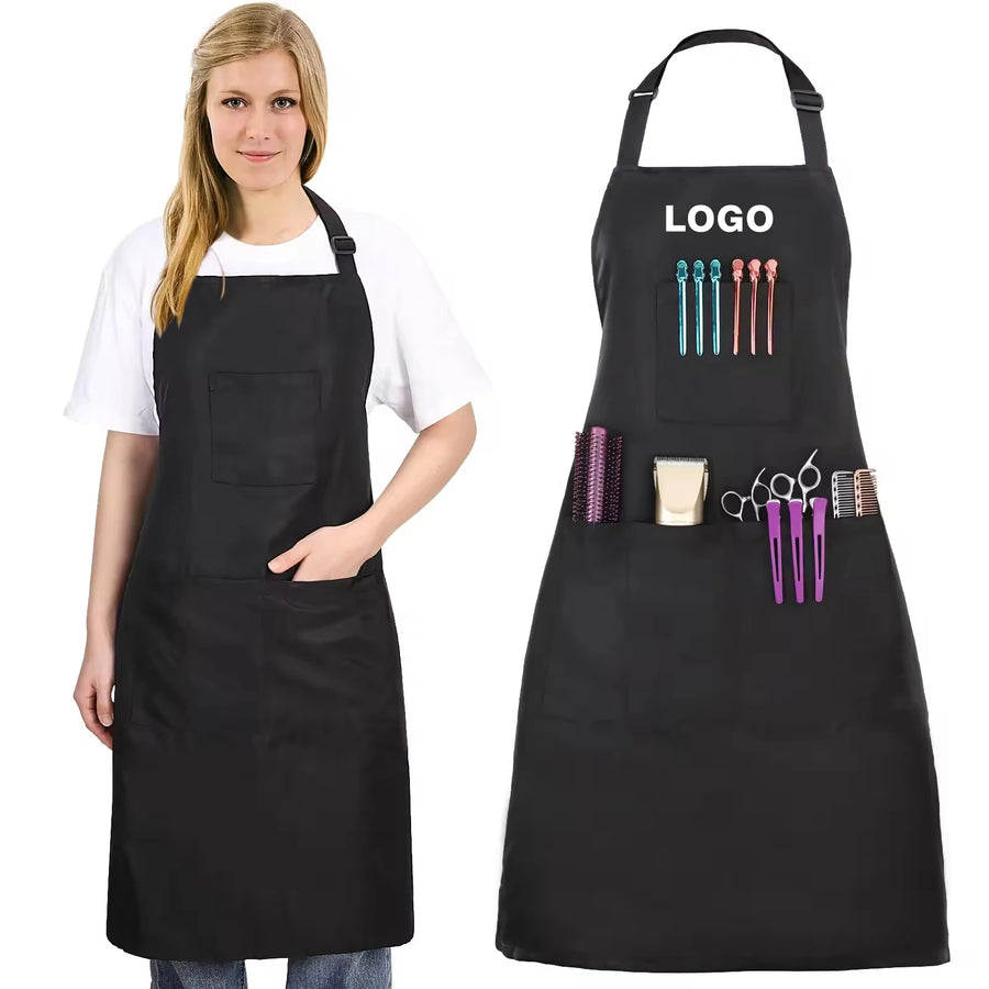 Custom Black Work Apron with Pockets for Baristas, Hair Stylists, Salons, Kitchens, and Creative Studios