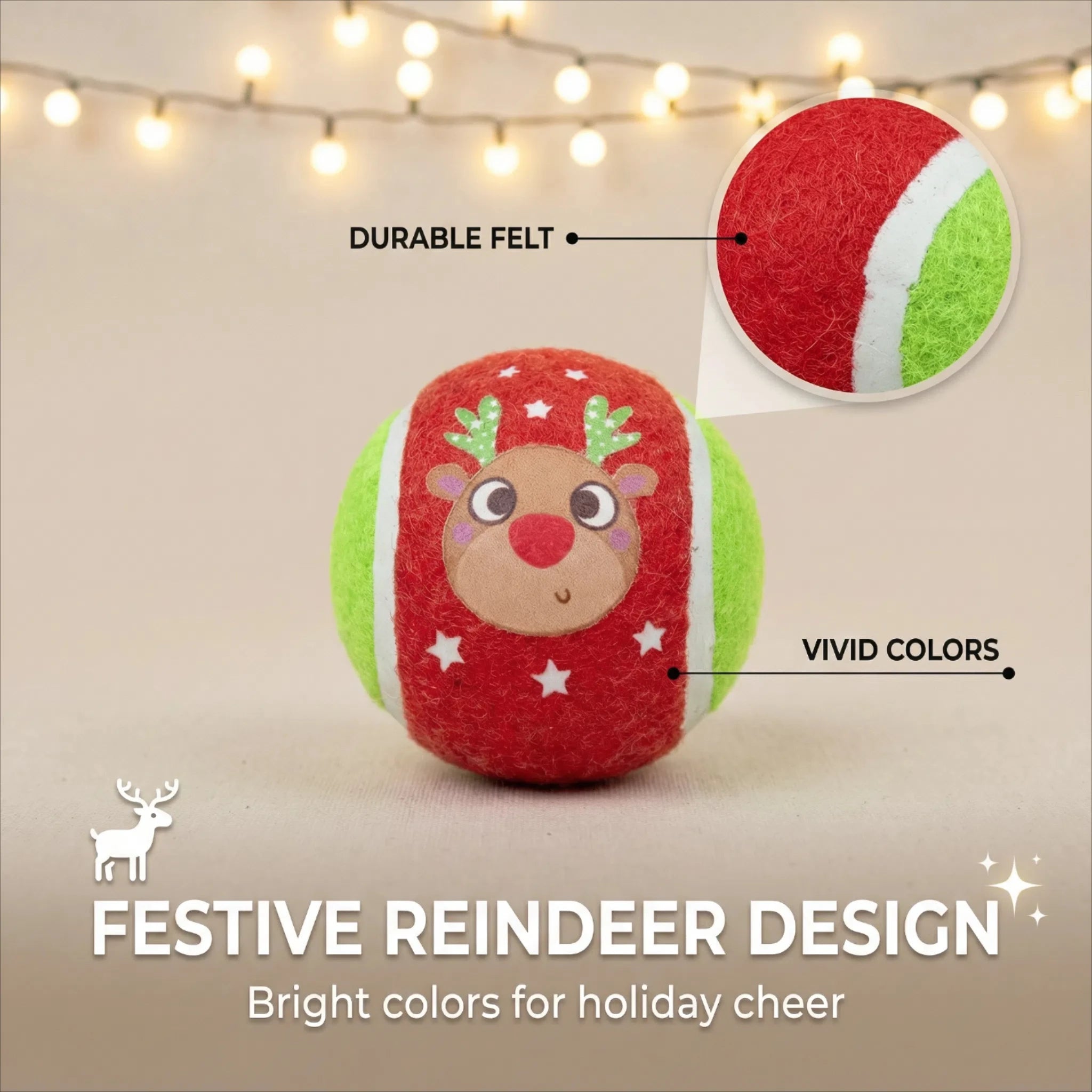 Custom Christmas Dog Toys | 3-Piece Tennis Ball Set | Holiday Pet Gifts