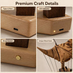 Handcrafted Walnut Music Box | Manta Ray Desk Ornament | Anxiety Relief Gift